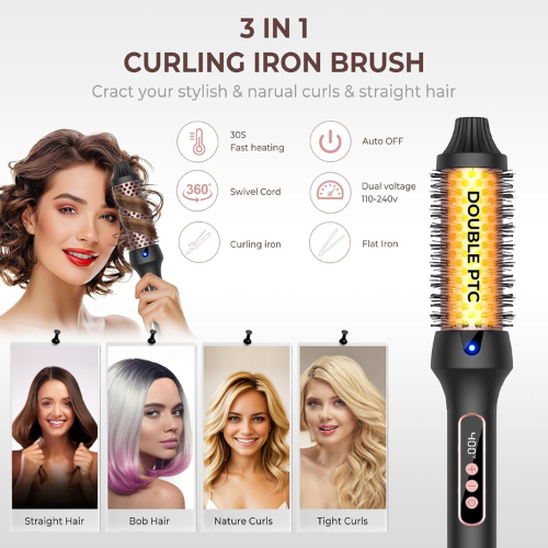 Pink Press™  1.5 Inch Thermal Curling Brush